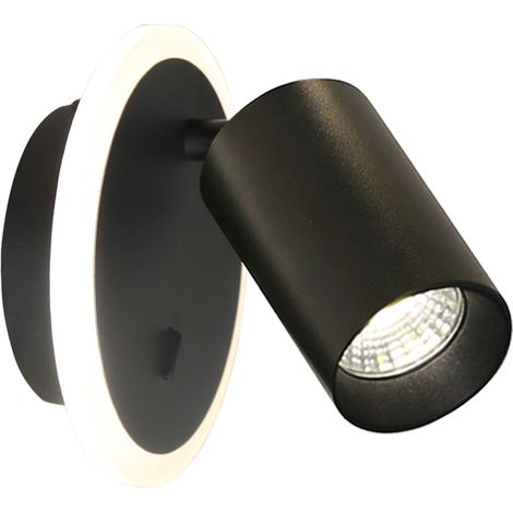 Applique rotonda moderna nera spot orientabile GU10+LED CCT Parma
