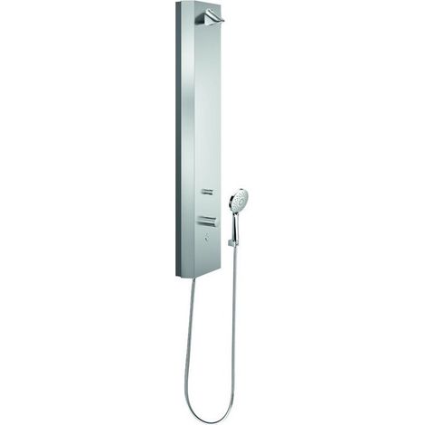 Colonna doccia LINUS Inox DP-C-T-D-H acqua miscelata, termostato acciaio inox spazzolato SCHELL