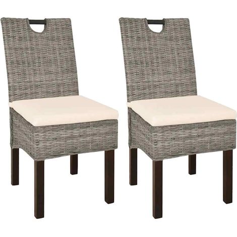 Lot de 2 Chaises de salle à manger - Chaises à dîner Rotin Kubu Bois de manguier BV354709 - BonneVie (1/4)