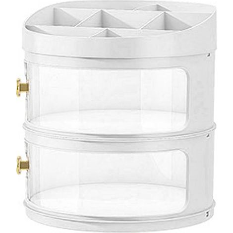 Organisateur de maquillage et de parfums transparent, anti-poussière, boîte de présentation cosmétique ronde de bureau avec couver (1/5)