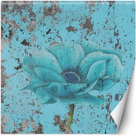 Fototapete Türkis Blumen Textur Vintage 100x100 cm