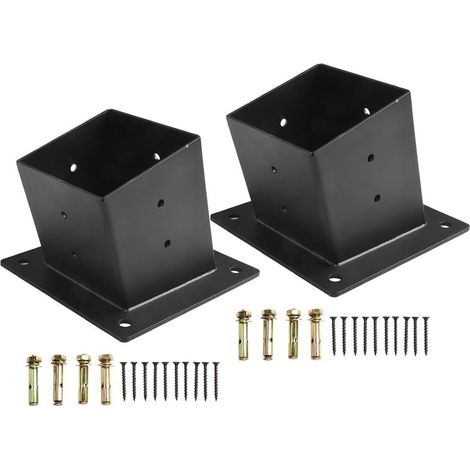 Lot de 2 supports de pergola inclinés à 15 degrés pour poteaux en bois de 10 x 10 cm, kit de support mural pour pergola, kit de support extérieur résistant à la rouille pour porche (1/5)