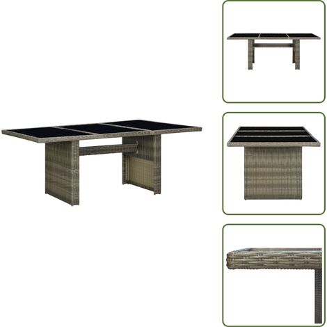 Tavolo esterno - vidaXL Tavolino da Giardino Marrone Polyrattan e Vetro Temperato -