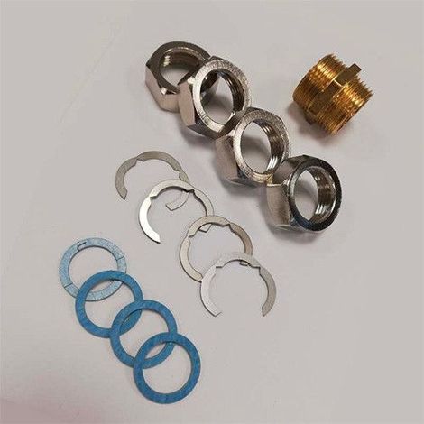 Raccord inox DN20 – 1" 26-34 mm – sans soudure pour tube inox annelé – Kit de 4 raccords avec écrou laiton et joint haute température – Coditherm