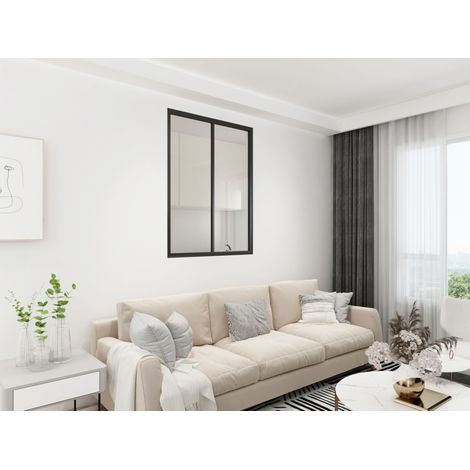 Verrière - 2 Vitrages - L: 81cm H: 105cm - Acier Ultra Fin - Noir Mat (RAL 9005) - Livrée Montée (1/5)