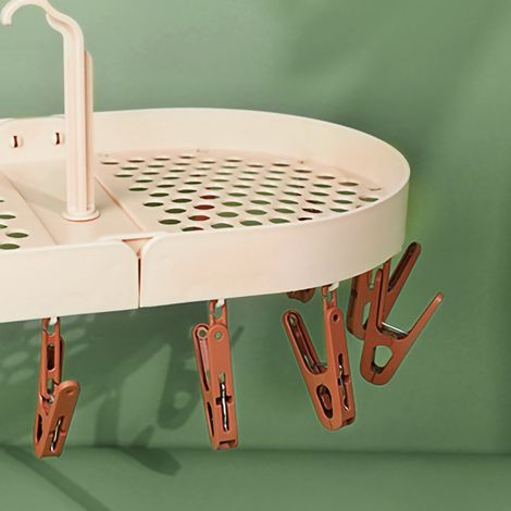 Multifunktionale, faltbare Kleiderbügel mit Clips für Socken und Schuhe, drehbar, leicht zu trocknen, 2er-Set, rosa-orange (1/5)