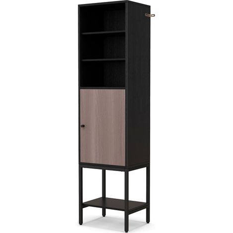 COSTWAY Tall Storage Cabinet Freestanding Cabinet w/Adjustable Shelf-Black (1/5)