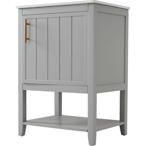 Mueble de baño para lavabo individual con lavabo de cerámica 61 x 47 x 87 cm gris claro (1/5)
