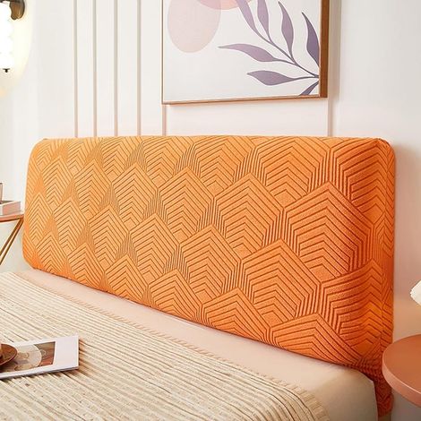 Housse de cadre de lit souple pour tête de lit queen size, en jacquard pour décoration de chambre à coucher (orange,150cm(140 à 160 cm)) (1/5)