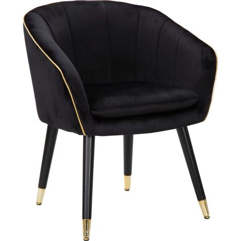 Poltrona Paris 62x58x78 cm in Legno Spugna Metallo e Poliestere Nero e Oro (1/5)