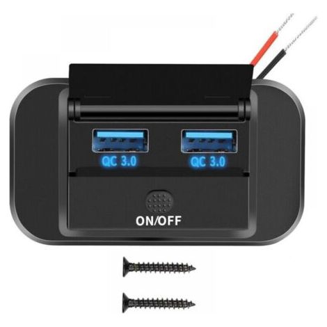 12V Prise Chargeur USB de Voiture 36W Double QC3.0 USB avec Interrupteur Étanche pour 12V/ 24V Voitures Bateaux (1/5)