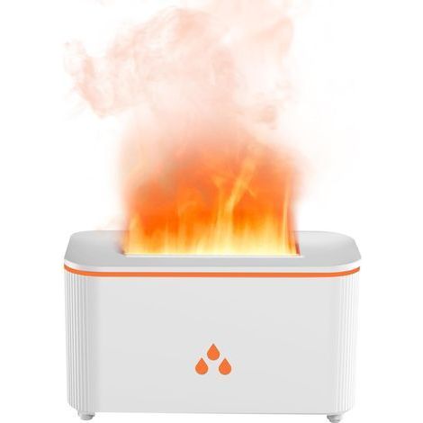 Diffuseur flamme colorée 160ml, silencieux, arrêt auto, 8h. Ultrasons, veilleuse 7 couleurs. Blanc. (1/5)