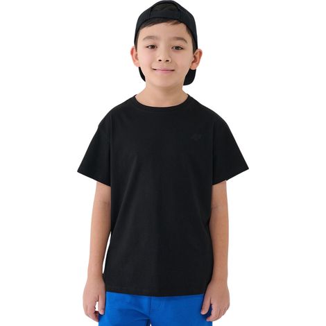 4F Jugend-T-Shirt, schwarzes Jungen-Sportshirt M2330
