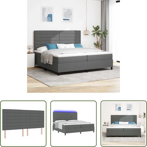 vidaXL Schlafzimmer - Boxspringbett mit Matratze Dunkelgrau 200 x 200 cm Stoff (1/5)