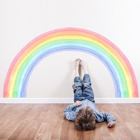 Adesivo murale arcobaleno，decorazione murale ad acquerello，grande adesivo murale per cameretta di bambine，decorazione murale (1/5)