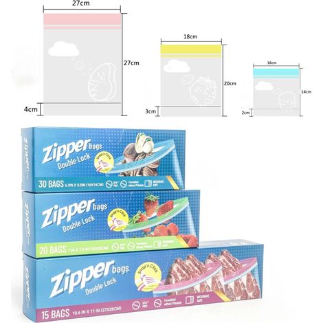 Lot de 65 sacs à sandwich, sacs de congélation, sacs de conservation réutilisables à fermeture zip, sacs pour petit-déjeuner portables (1/4)