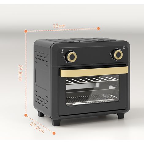 Mini-four à convection, friteuse à air chaud, minuterie, éclairage intérieur, 10 L, noir (1/5)