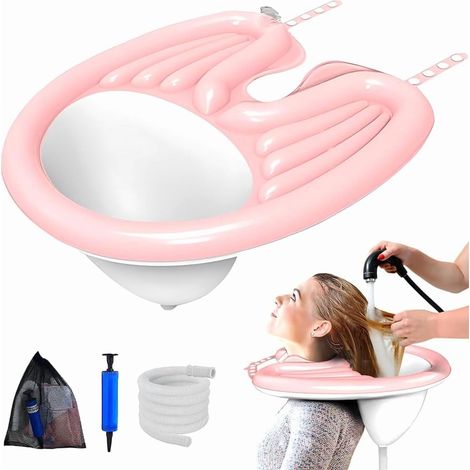 Inflatable shampoo trays with tube inflator pump for mobile, spill-free hair washing wash hair in bed for the elderly and disabled (1/5)