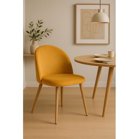 Sillas Comedor - Silla Vint Terciopelo - Mostaza
