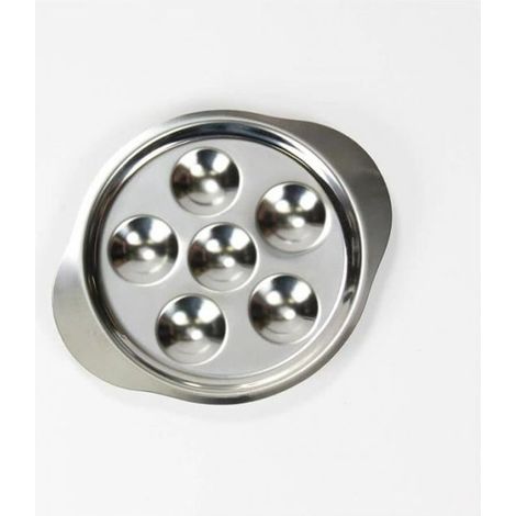 Plat à escargots - Inox - 15 cm - Couleur Gris - 6 empreintes - Stable pour coquilles