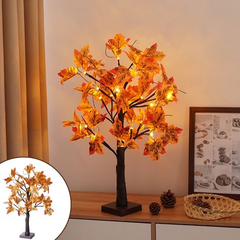 Guirlande Lumineuse En Forme D'Arbre - Feuille D'Érable LED Blanc Chaud - Décoration Intérieure Pour Fêtes - 24 LED - Alimentation Sur Piles - 60 x 11 cm (1/5)
