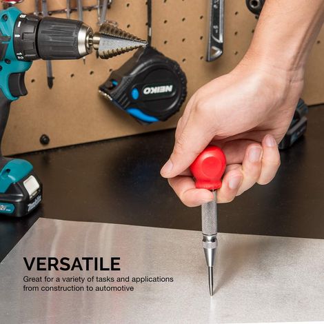 Poinçon automatique de 12,7 cm (5 pouces) Poinçon à ressort à impact réglable en acier inoxydable pour bois, métal et plastique (1/5)