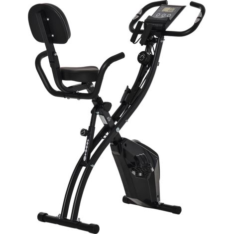 Vélo d'appartement 2 en 1, vélo de fitness pliable avec 8 niveaux de résistance magnétique réglables et 1 paire de câbles de tension.