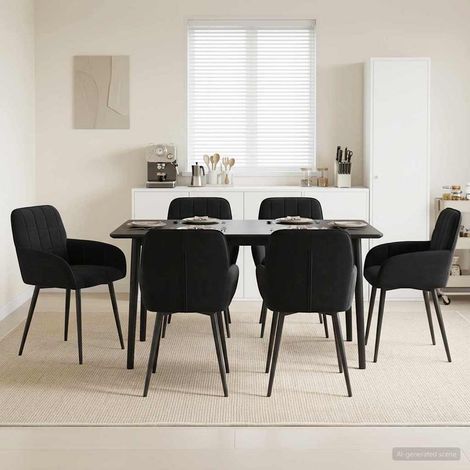 Lot de 6 chaises de salle à manger en velours noir avec accoudoirs 57 x 50 x 85 cm - PANGIVO (1/5)