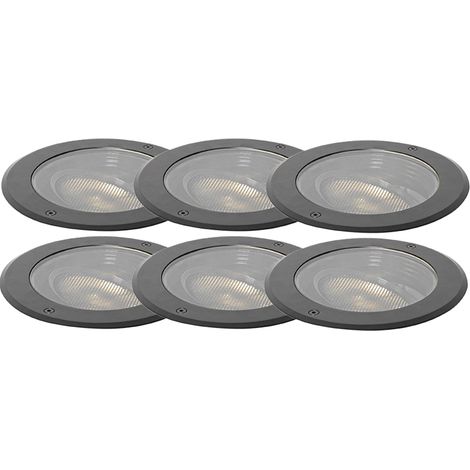 Set van 6 dimbare buiten grondspots zwart IP65 incl LED - Delux Honey