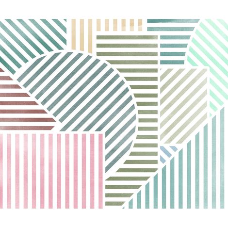 papier peint panoramique lignes graphiques multicolore - Komar (1/3)