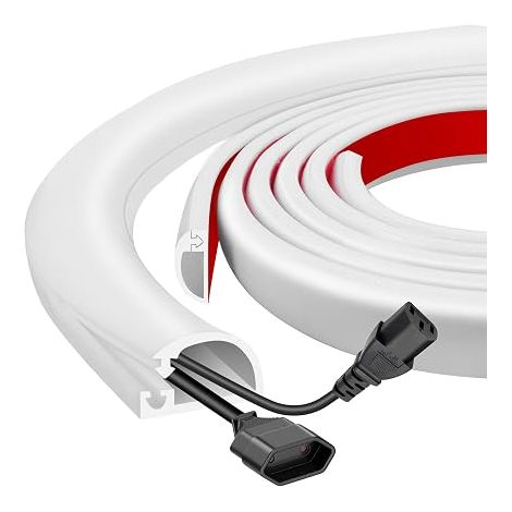 Cable duct wall mounted TV cable cover with side opening, easy access base for removing cables, flexible cable duct applicable on wall and floor, dimensions (1/5)