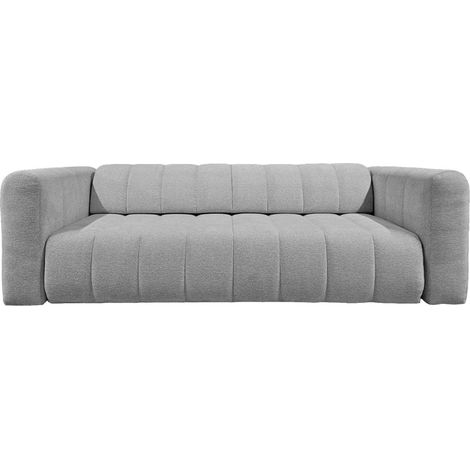 MARIUS - Canapé droit convertible tissu chenille 3 places Gris clair (1/5)