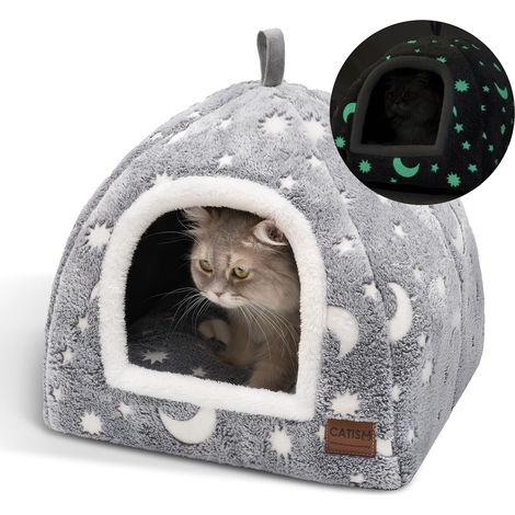 Lit pour Chat Phosphorescent, Pliable avec Coussin Amovible, 40x40cm (1/5)