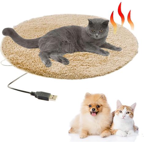 Tapis chauffant pour animaux, 40 cm, étanche, électrique, pour chiens et chats, doux, confortable et lavable, marron (1/5)