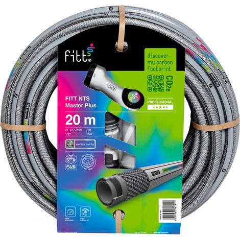 FITT NTS MASTERPLUS 1/2" (12,5 mm) 20 m Kit - starker und extrem formbarer Gartenschlauch für intensiven und professionellen Einsatz inklusive Multijet-Spritzpistole und Armaturen