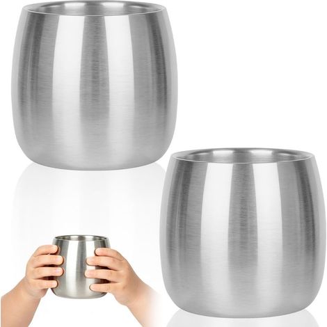 2 Pièces Gobelet Inox, Gobelet à Vin En Acier Inoxydable, 150 ml Tasses Réutilisables pour Bière, Whisky, Rhum, Eau, Cocktails, Idéales pour Camping, Pique-nique, Voyage et Maison (1/5)