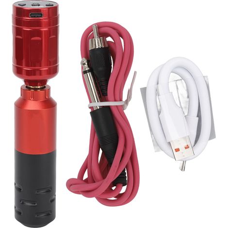 Kit machine à tatouer rotative - Stylo RCA 2000mAh - Alimentation sans fil rouge - Matériel complet pour tatouage (1/5)