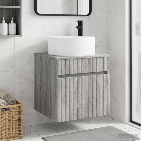 Vanidad de lavabo montada en la pared  gris