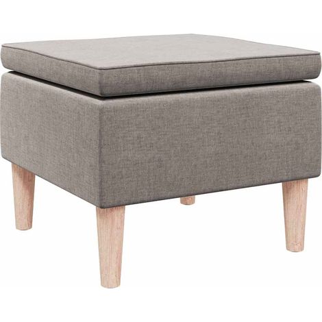 vidaXL Taburete con patas de madera tapizado tela gris taupé (1/2)