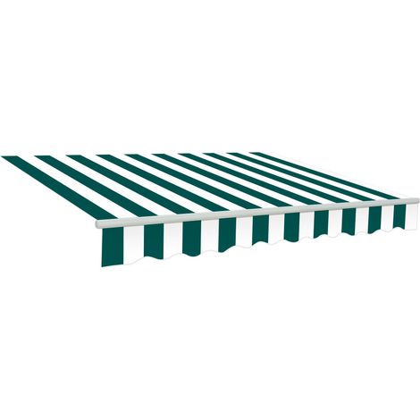 Greenbay 4.5x3m Garden Awning Replacement Fabric Top Cover Front Valance (Green-White) (1/2)