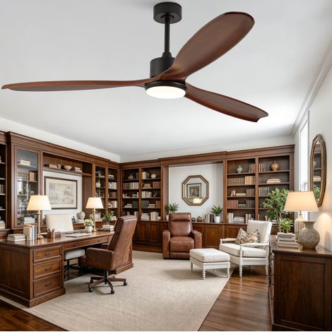 Ventilatore da soffitto 177 cm in legno marrone e metallo, LED 6 velocità FLORAGRACE (1/5)