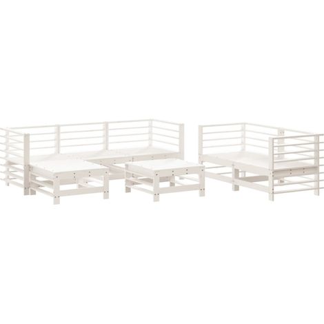 Maison Exclusive - Set Salotto da Giardino 7 pz Bianco in Legno Massello di Pino