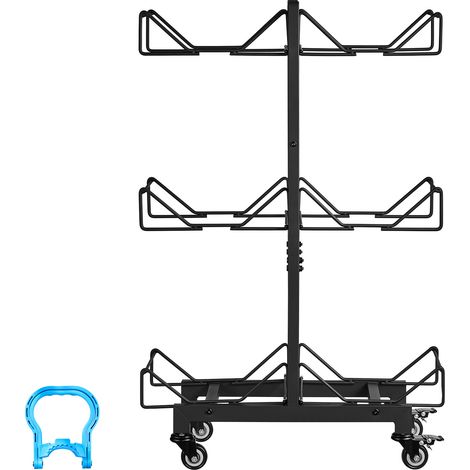 Mophorn Support de Bonbonne d'Eau, pour 6 Bidons de 11L et 19L, 3 Niveaux à Double Rangée, Structure Métallique avec Roulettes et Poignées, Pliables pour Cuisine, Bureau, Salon, Noir (1/5)