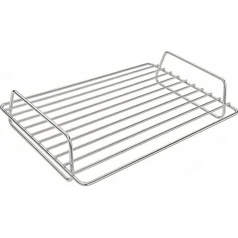Grille de cuisson universelle en acier inoxydable 32 x 23 cm pour tous les barbecues à gaz/four/barbecue électrique, grille de cuisson double face, support de poulet, support pour épargne