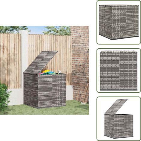 The Living Store Contenitore da Giardino in Rattan PE 100x97,5x104 cm Grigio - Cuscino da giardino