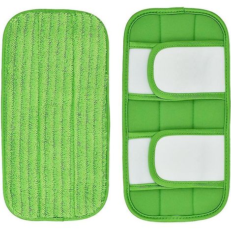 Lot de 2 lingettes de rechange pour balai à franges plat en microfibre, utilisables à sec ou à l'eau. Lavables en machine et faciles à nettoyer. (1/5)