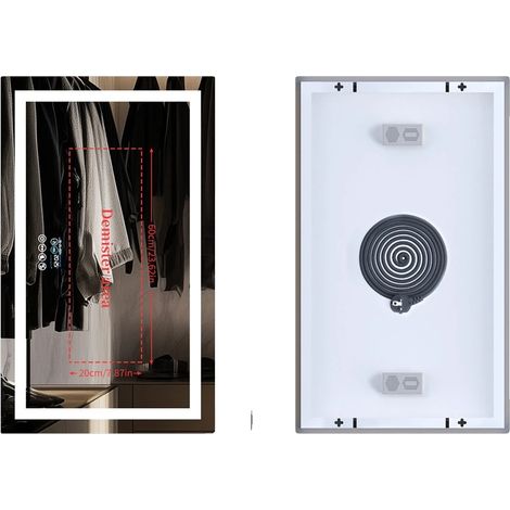 Miroir de Salle de Bain, Haut-Parleur Bluetooth, Fonction Anti-Buée, 1000x600mm (1/2)