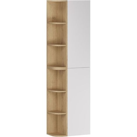 Modulare Aufbewahrungsmöbel OSTER 45cm – Hängemöbel weiß 1 Tür und 6 abgerundete Fächer in heller Eichenoptik