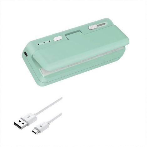 Mini-Beutelverschließer, USB-Ladegerät, Heißsiegelgerät für Chipstüten, grün (1/5)
