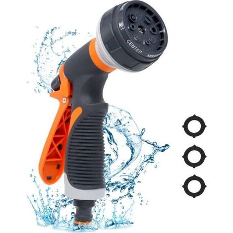 Garden Hose Spray Gun, High Pressure Water Gun, 8 Adjustable Modes, for Car Washing, Plant Watering, Pet Cleaning (1/5)
